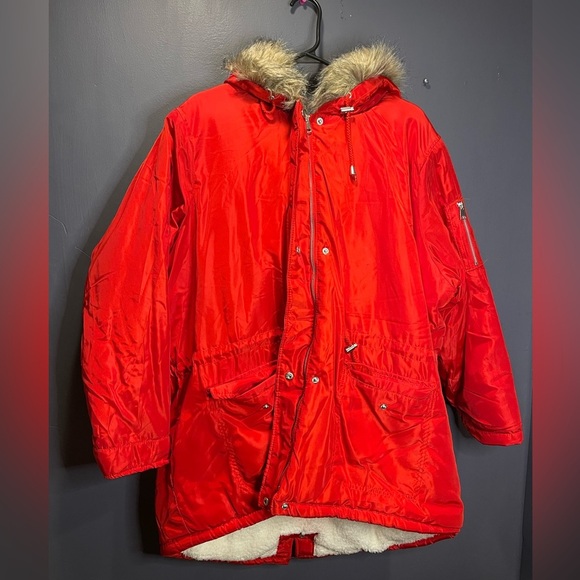 New Look Red Parka Fur Hooded Coat - Picture 6 of 13